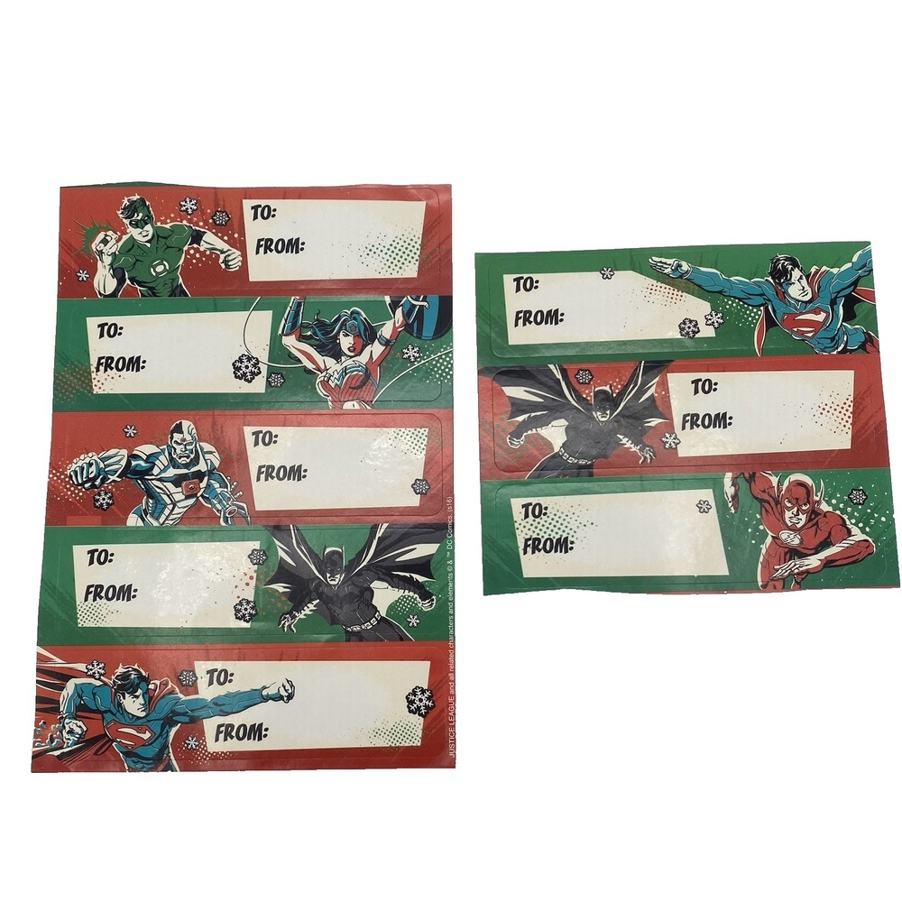 DC Comics Justice League Christmas Present Gift Tags Adhesive Stickers